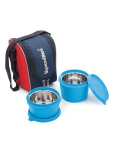 Signoraware  - Executive Microsafe 2 Tier Steel Lunch Box (500ml + 350ml) Blue - 575