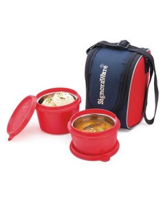 Signoraware  - Monarch Executive Small Microsafe Steel Lunch Box (Capacity 500ml + 350 ml) Red- 579