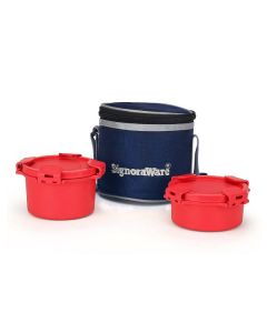 Signoraware - Smart Twin Executive Small Lunch Box (Capacity 500ml + 350ml) Red -583