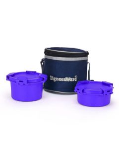 Signoraware - Smart Twin Executive Small Lunch Box (capacity 500ml + 350ml) Violet - 583