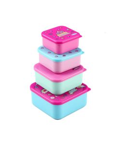 Smily Kiddos - Multi Purpose Lunch Box Pink Set Of 4 - 1000ml